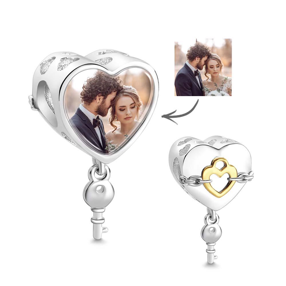 Ciondolo Personalizzato Con Foto A Forma Di Cuore Con Ciondolo Chiave. Regali Creativi - soufeelit