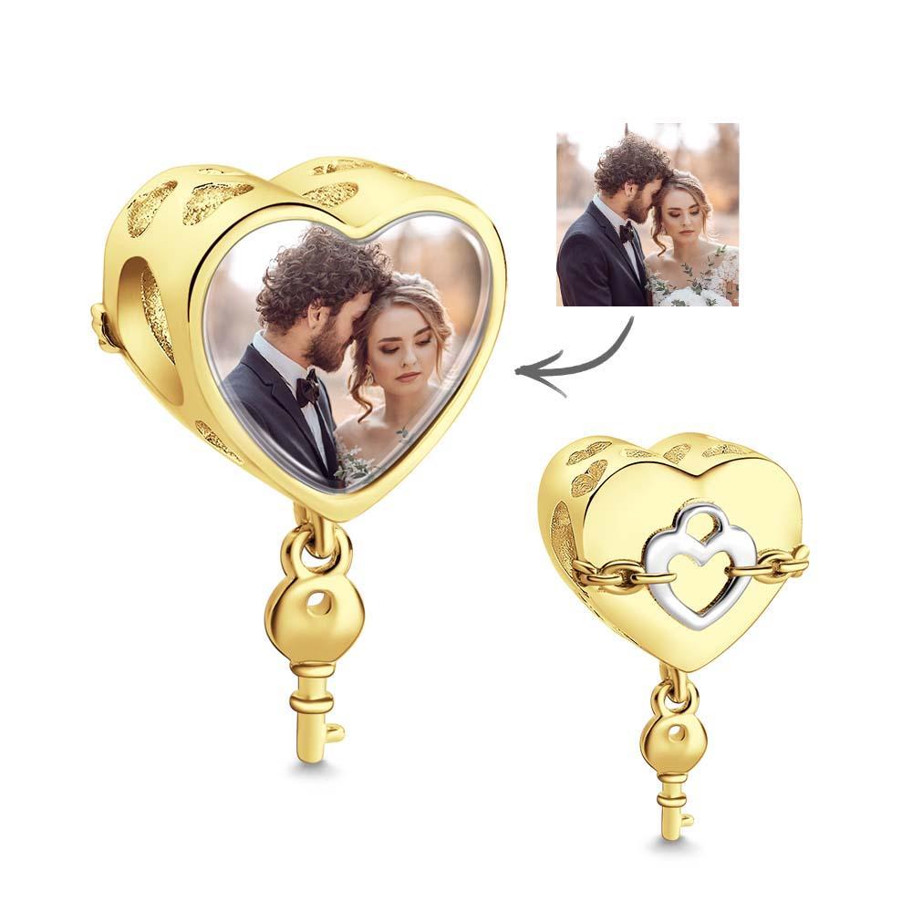 Ciondolo Personalizzato Con Foto A Forma Di Cuore Con Ciondolo Chiave. Regali Creativi - soufeelit