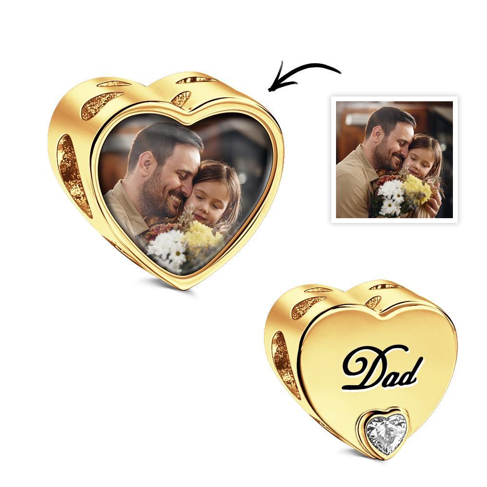 Ciondolo Personalizzato Con Foto A Forma Di Cuore A Tema Papà, Regali In Zirconi Bianchi Per Le Donne - soufeelit