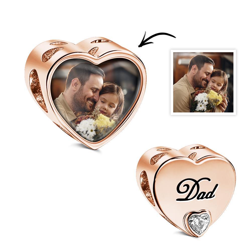 Ciondolo Personalizzato Con Foto A Forma Di Cuore A Tema Papà, Regali In Zirconi Bianchi Per Le Donne - soufeelit