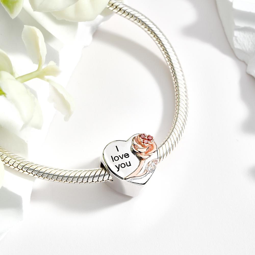 Ciondolo Portafortuna Con Fiore Di Rosa, Gioielli Brillanti, Regali Per Lei - soufeelit