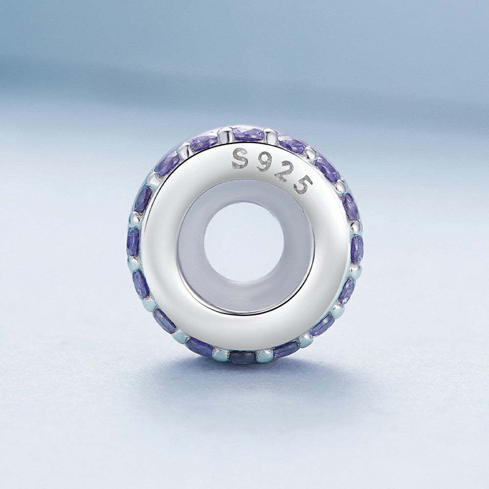 Ciondolo distanziatore con tappo in zircone viola in argento sterling 925 dp102
