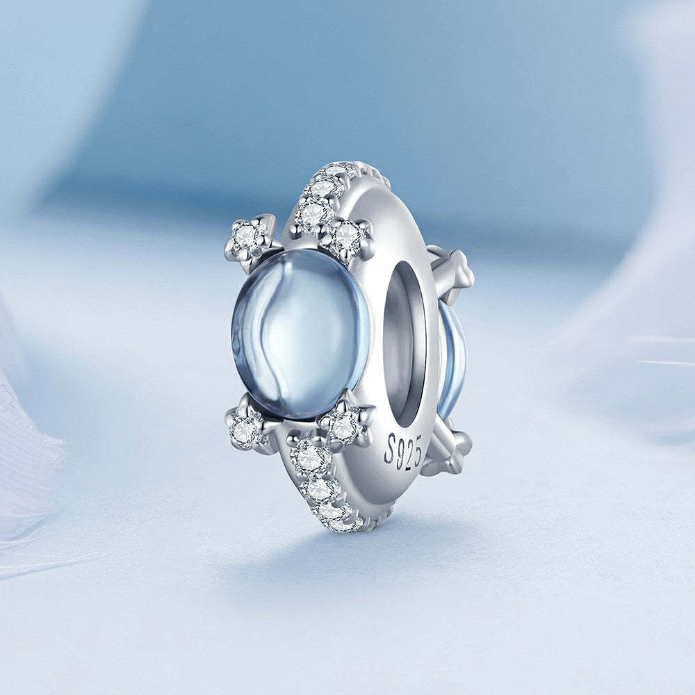 ciondolo con tappo a forma di stelle blu, ciondolo distanziatore in argento sterling 925 dp105