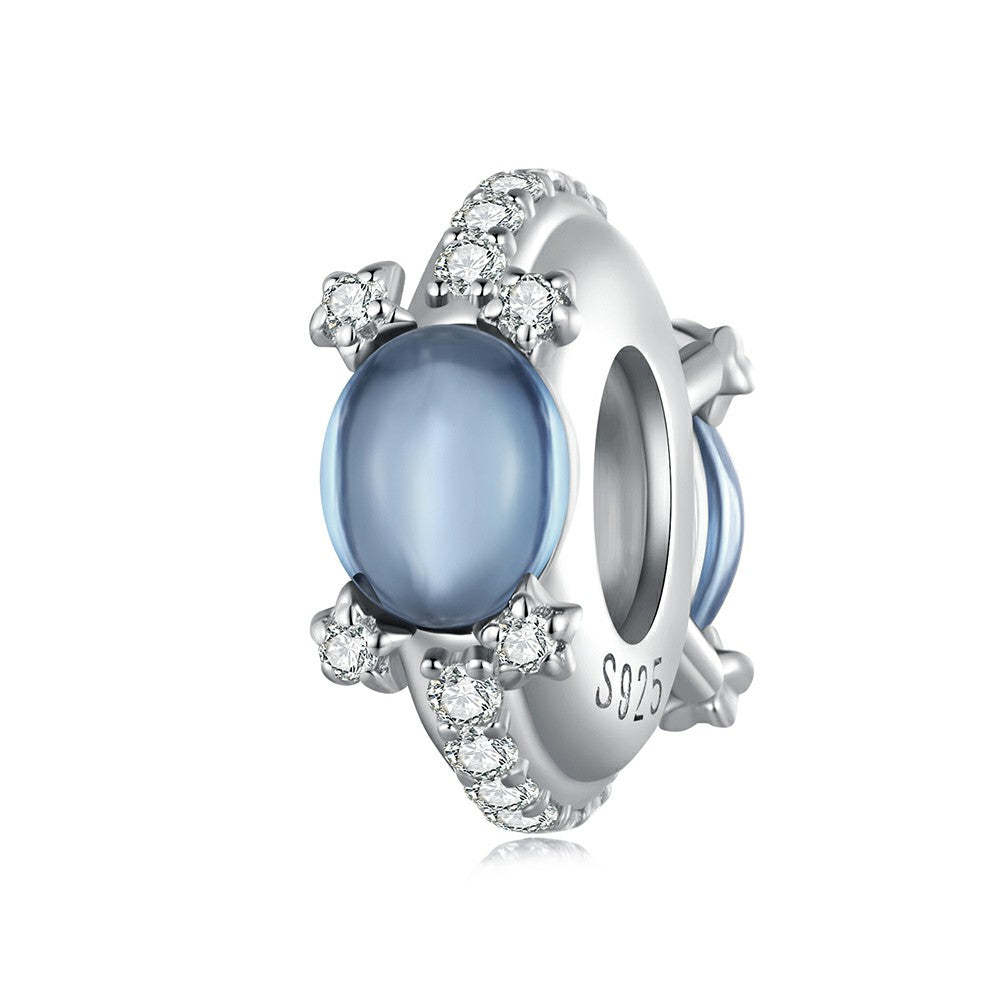 ciondolo con tappo a forma di stelle blu, ciondolo distanziatore in argento sterling 925 dp105