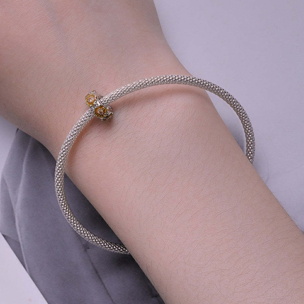 Ciondolo distanziale con tappo girasole in argento sterling 925 dp106