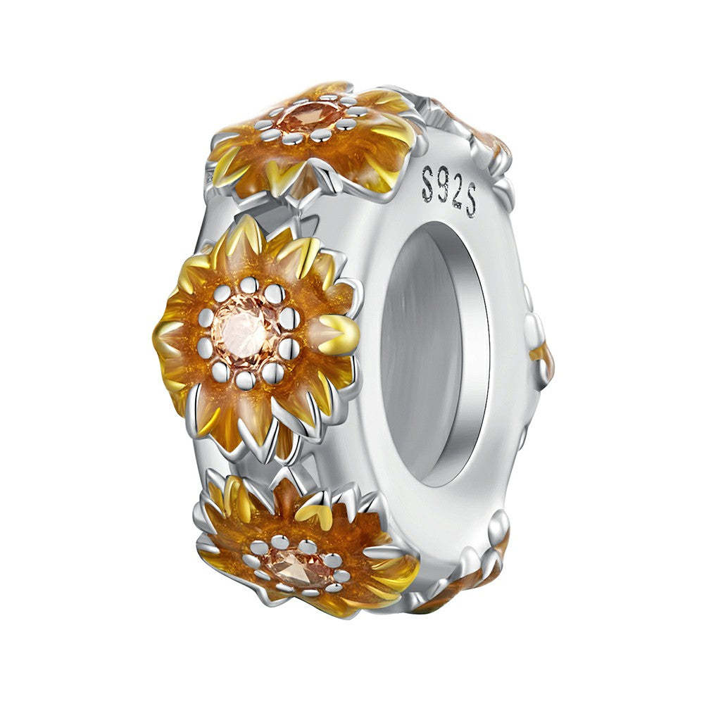 Ciondolo distanziale con tappo girasole in argento sterling 925 dp106