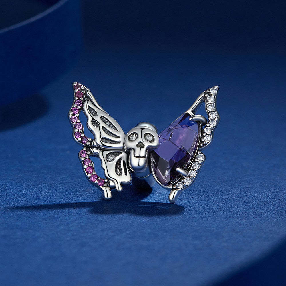 ciondolo con tappo a forma di farfalla con teschio, ciondolo distanziatore in argento sterling 925 dp112