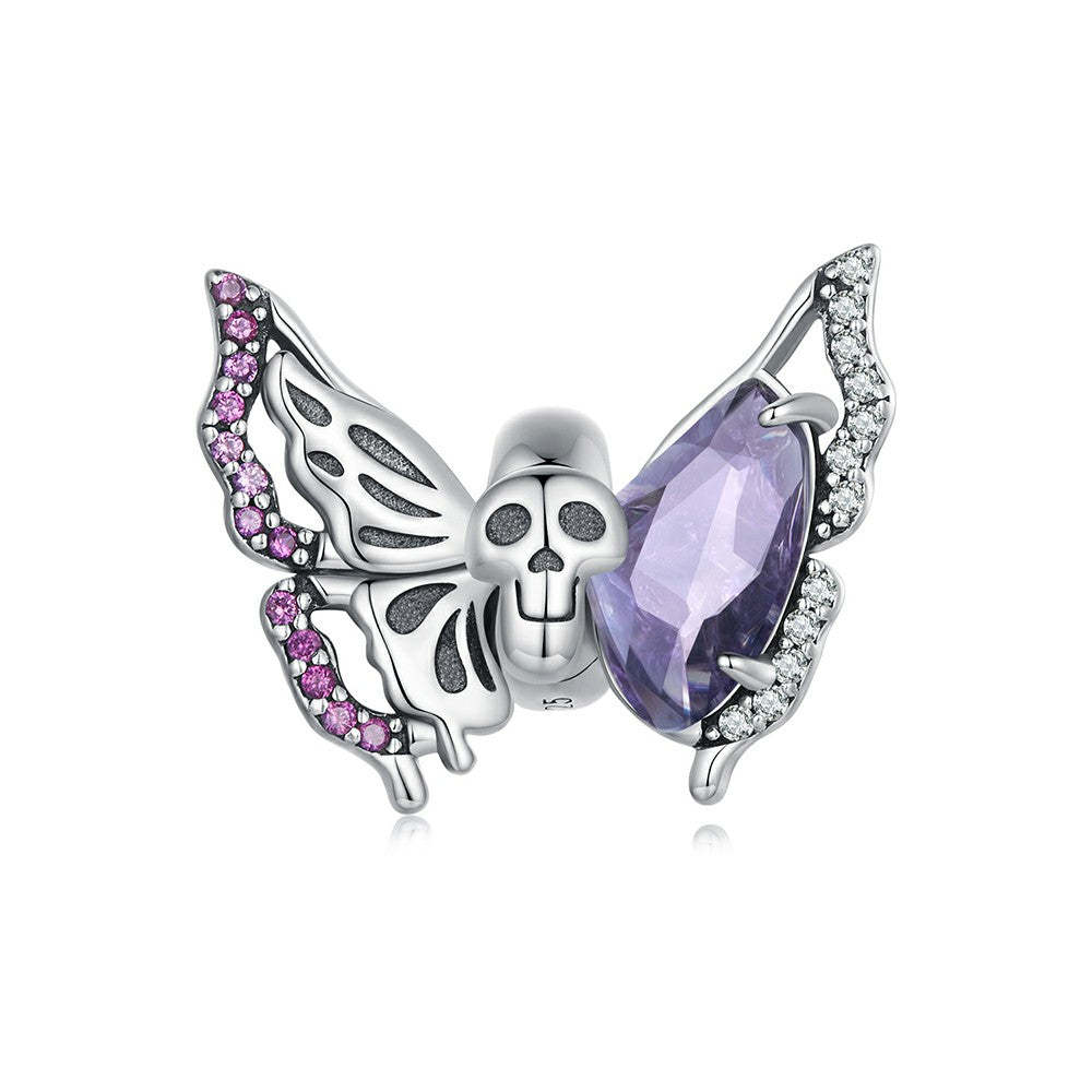ciondolo con tappo a forma di farfalla con teschio, ciondolo distanziatore in argento sterling 925 dp112