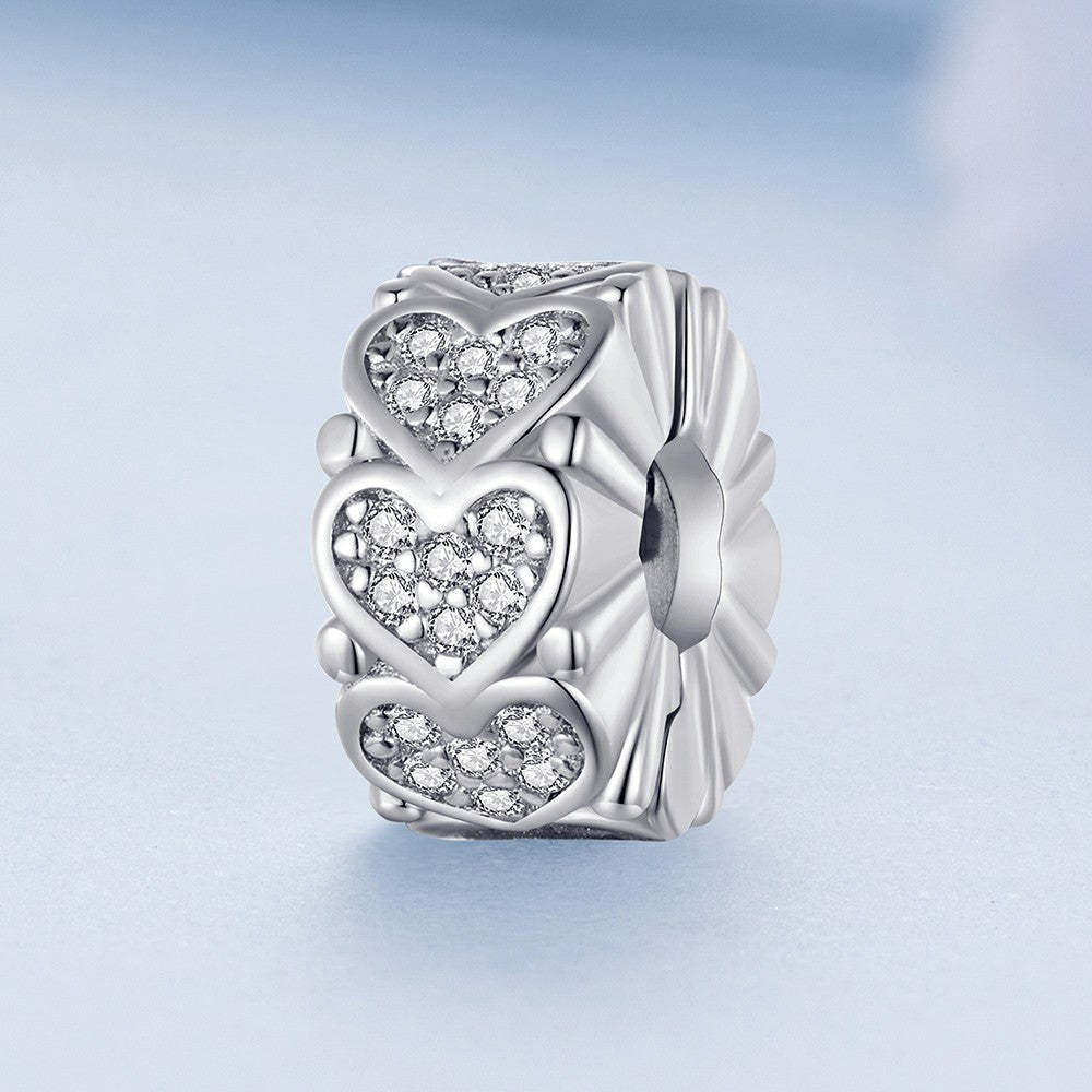 charm con tappo a forma di cuore e distanziatore, in argento sterling 925 dp116