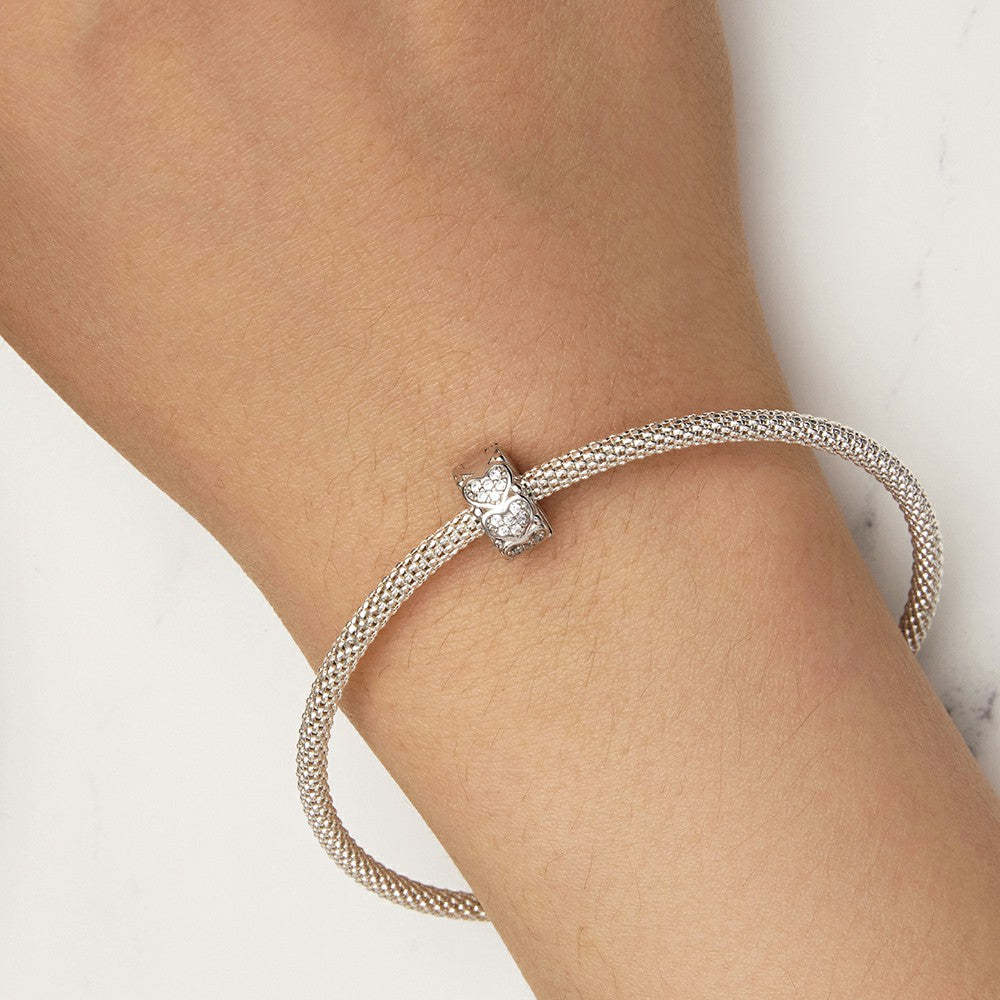 charm con tappo a forma di cuore e distanziatore, in argento sterling 925 dp116