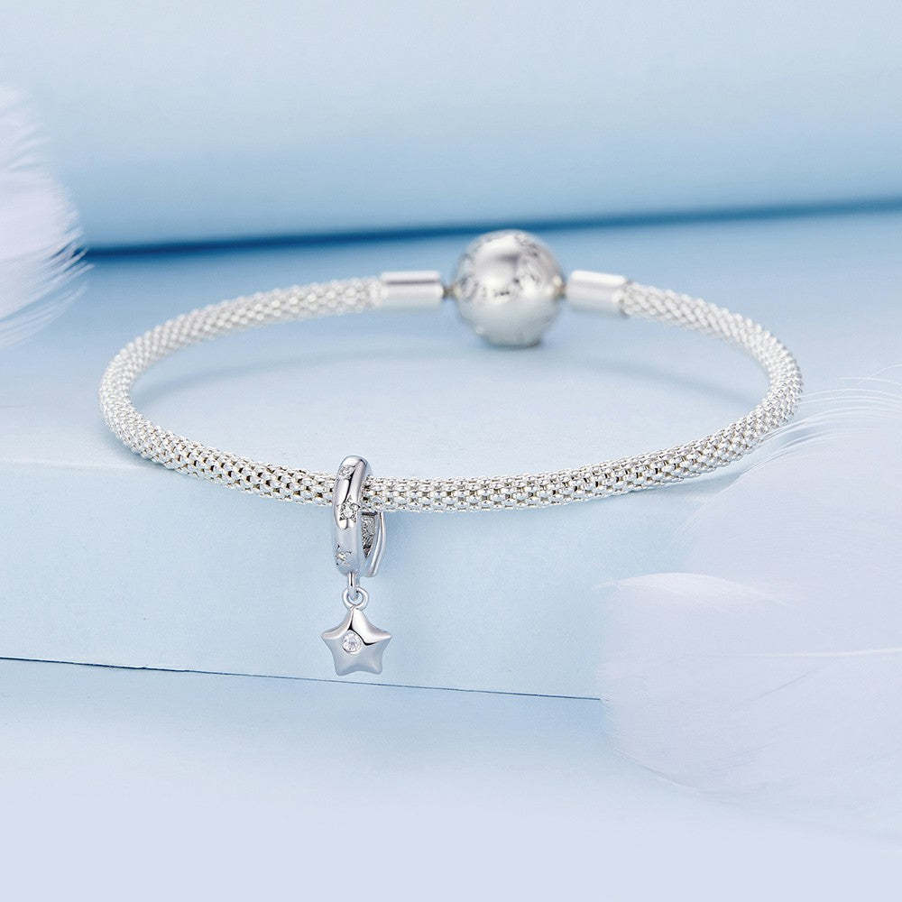 Ciondolo distanziatore con stelle scintillanti in argento sterling 925 dp120