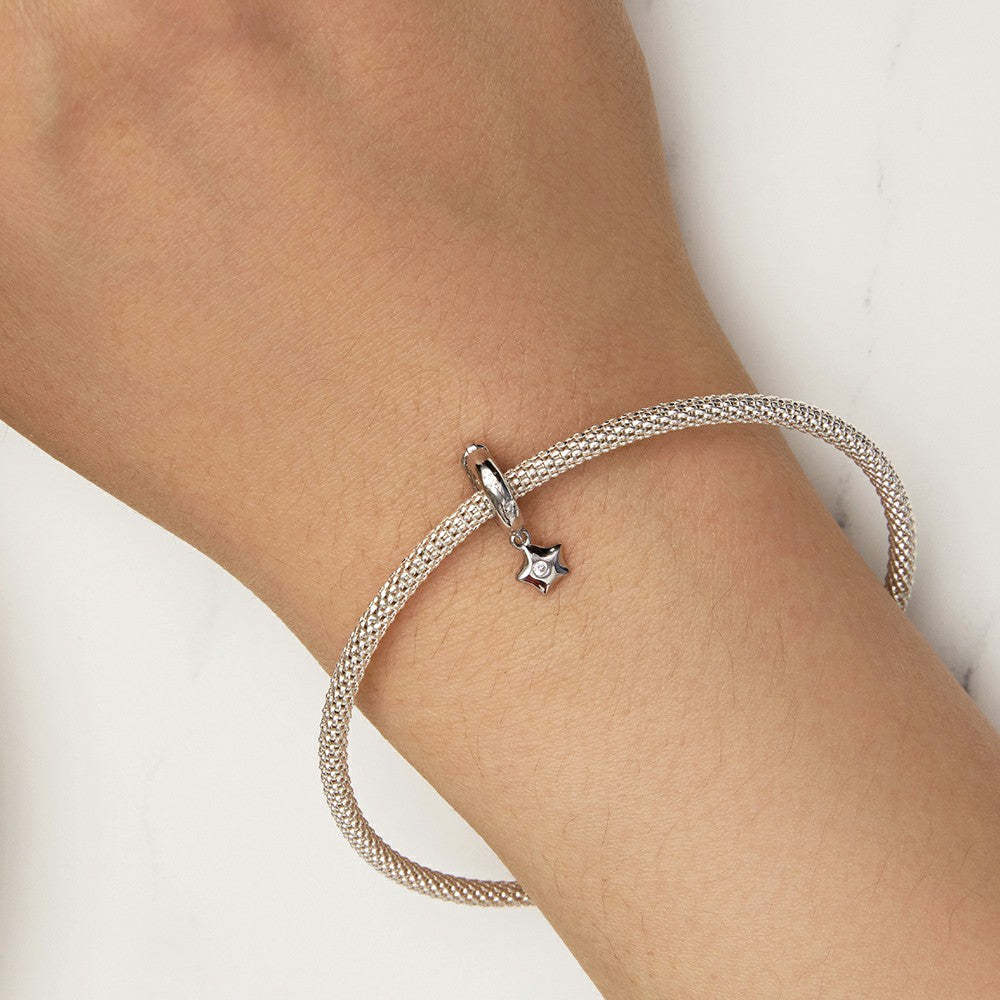 Ciondolo distanziatore con stelle scintillanti in argento sterling 925 dp120