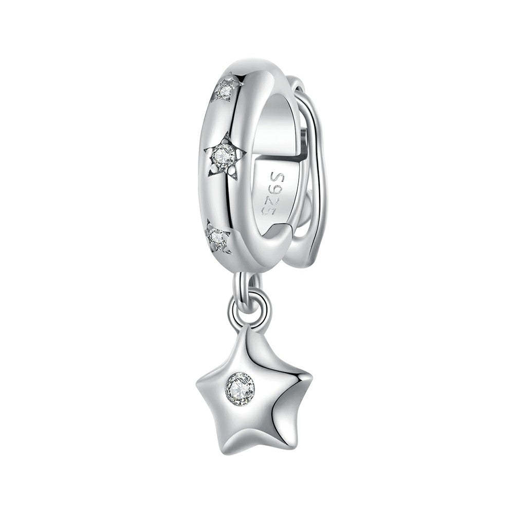 Ciondolo distanziatore con stelle scintillanti in argento sterling 925 dp120