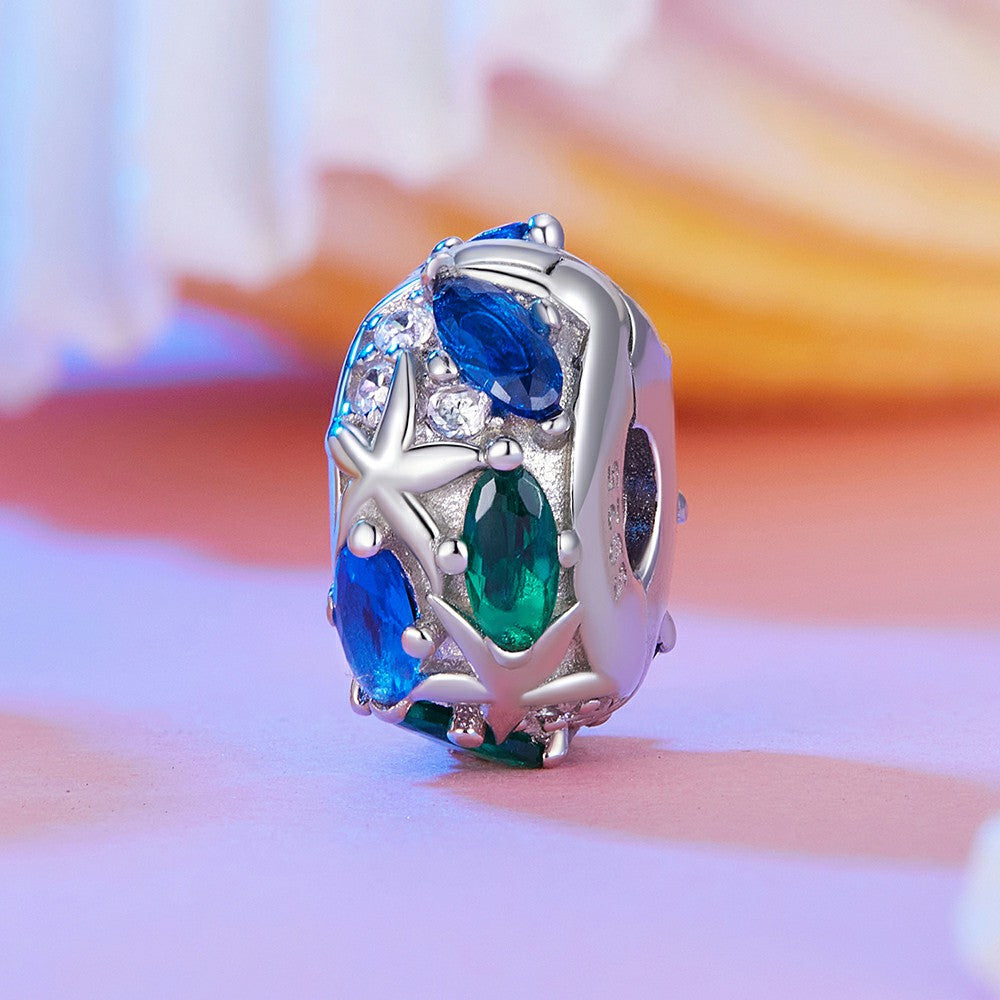 Ciondolo distanziatore con tappo a forma di stella marina in argento sterling 925 dp126