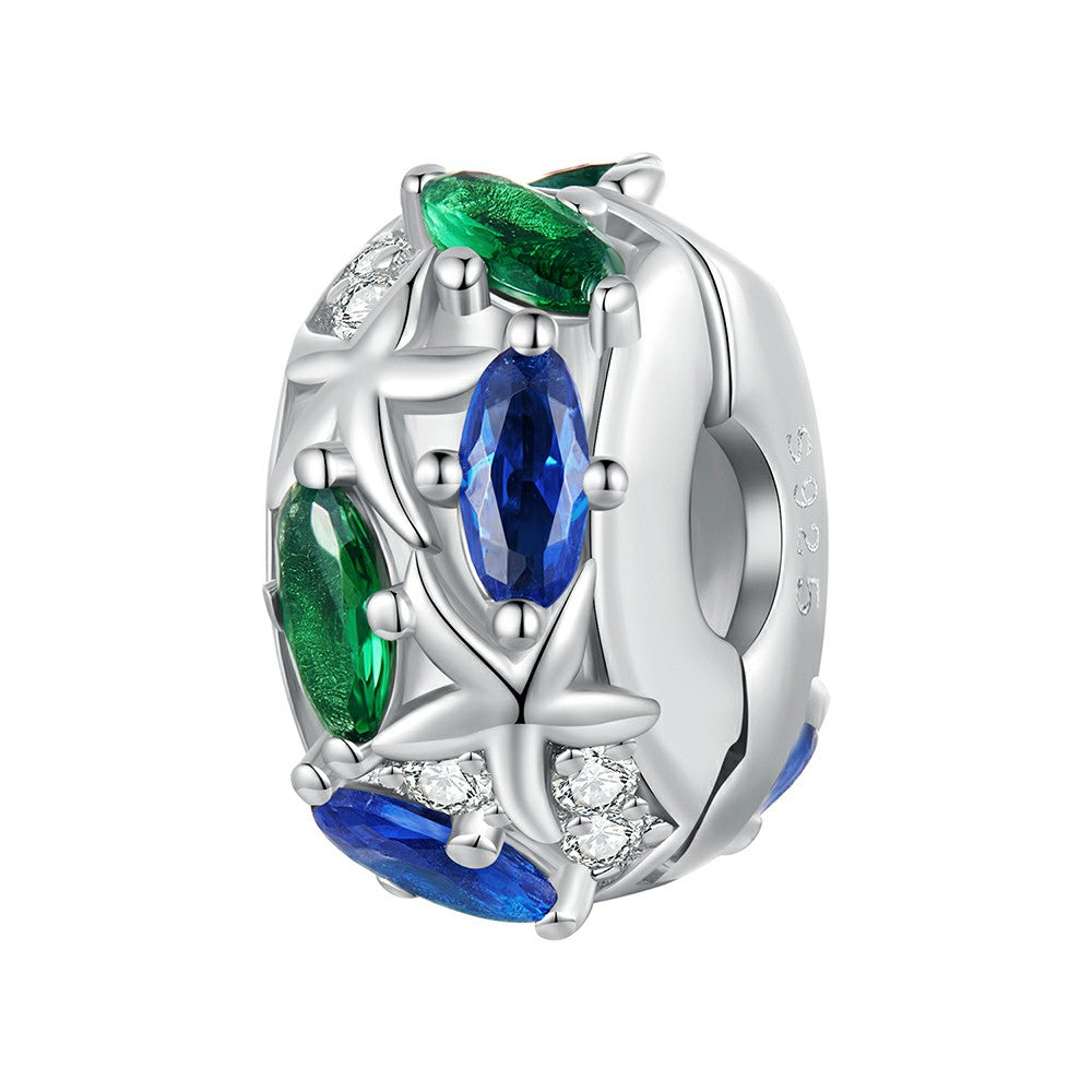 Ciondolo distanziatore con tappo a forma di stella marina in argento sterling 925 dp126