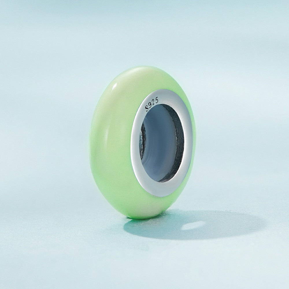 Ciondolo distanziatore con tappo verde chiaro macaron in argento sterling 925 dp130