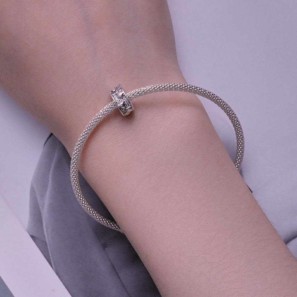 Ciondolo distanziatore con fermaglio a forma di cuori collegati in argento sterling 925 dp133
