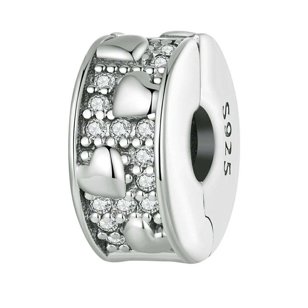 Ciondolo distanziatore con fermaglio a forma di cuori collegati in argento sterling 925 dp133