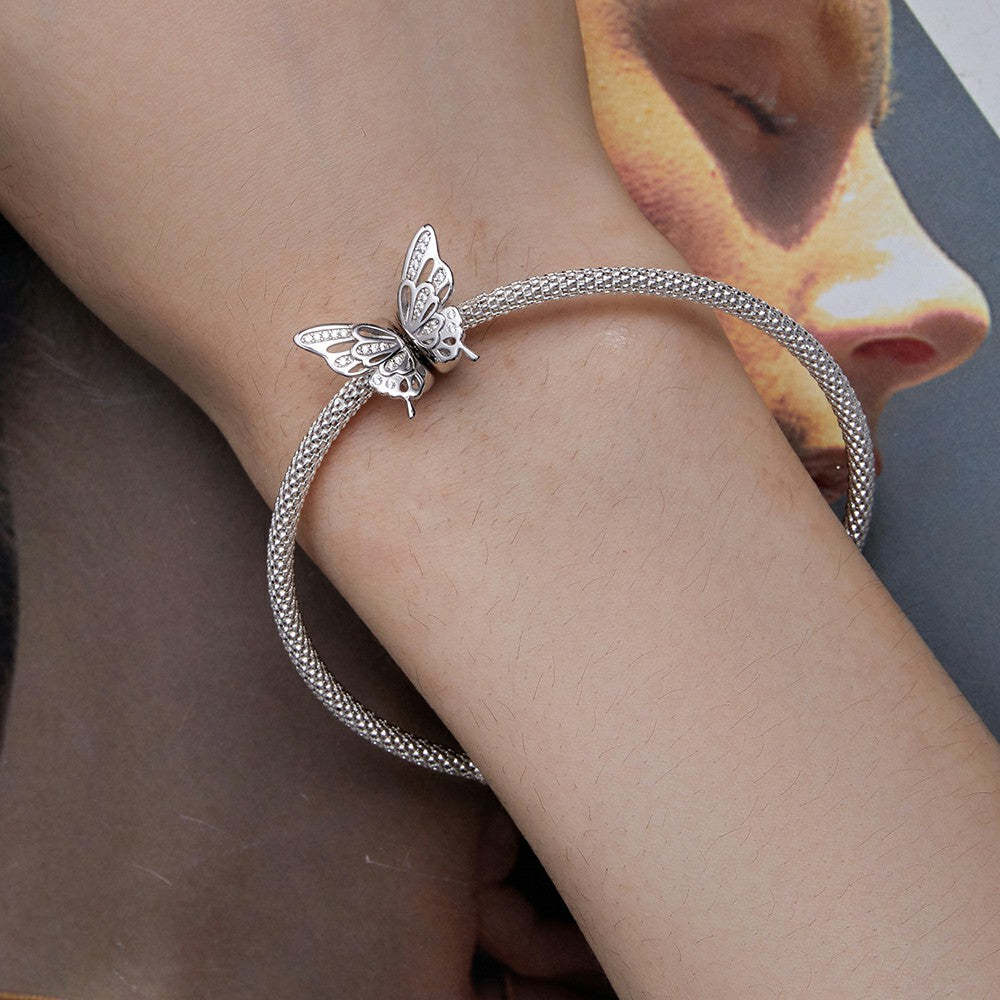 bellissimo ciondolo con tappo a forma di farfalla, ciondolo distanziatore in argento sterling 925 dp135