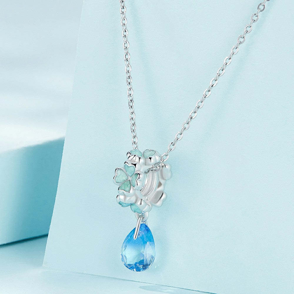 ciondolo con tappo a forma di quadrifoglio e distanziatore in argento sterling 925 dp136