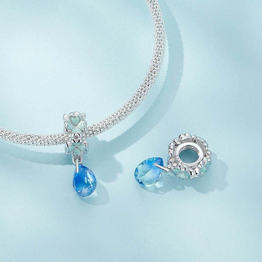 ciondolo con tappo a forma di quadrifoglio e distanziatore in argento sterling 925 dp136