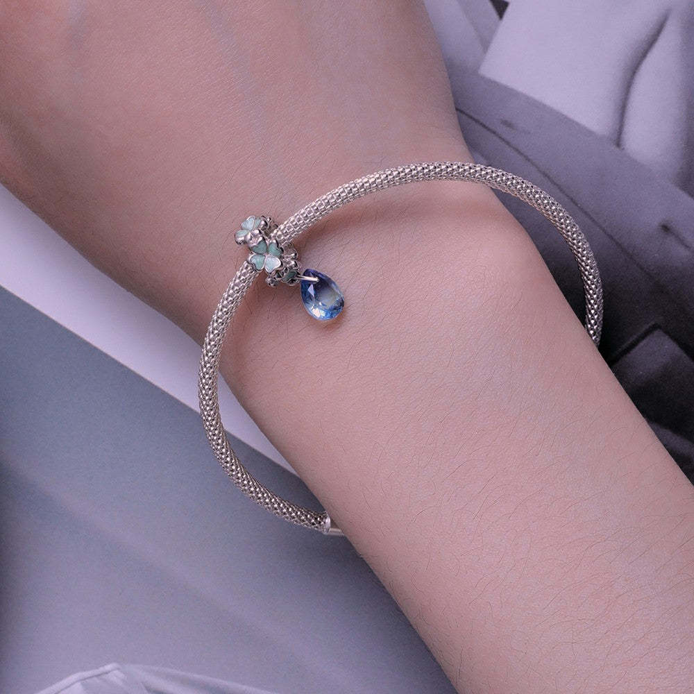 ciondolo con tappo a forma di quadrifoglio e distanziatore in argento sterling 925 dp136