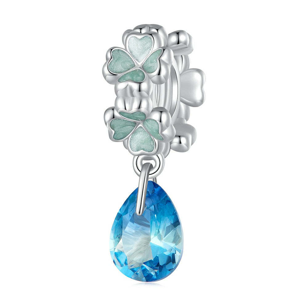 ciondolo con tappo a forma di quadrifoglio e distanziatore in argento sterling 925 dp136