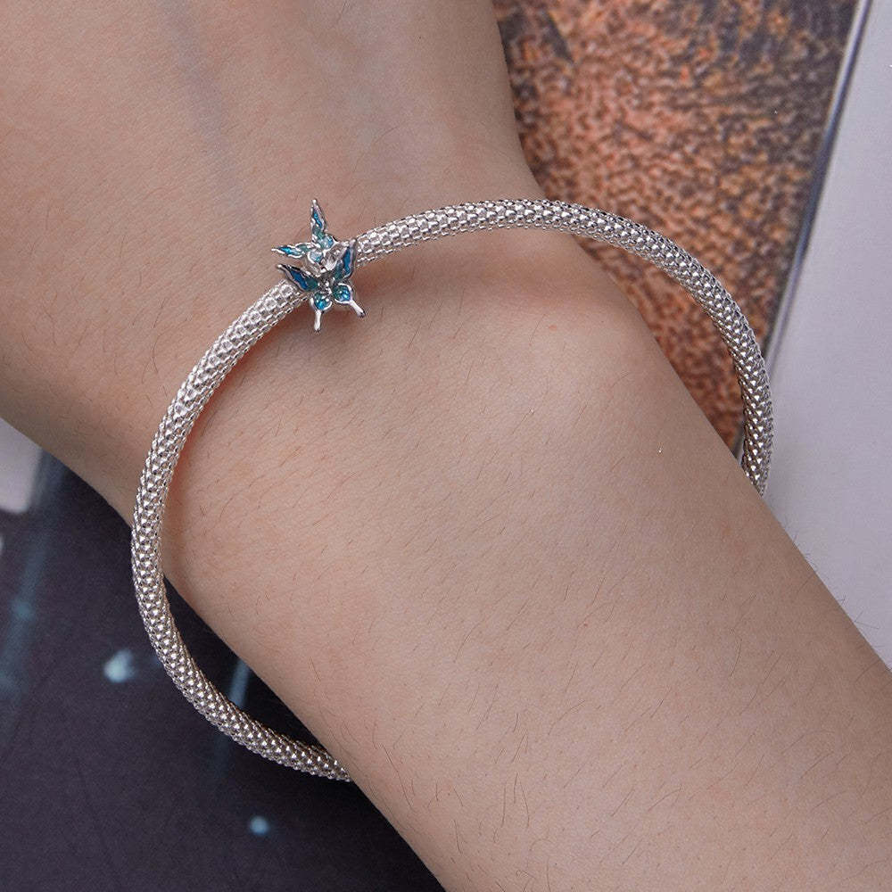 Ciondolo distanziatore con fermaglio farfalle blu in argento sterling 925 dp138