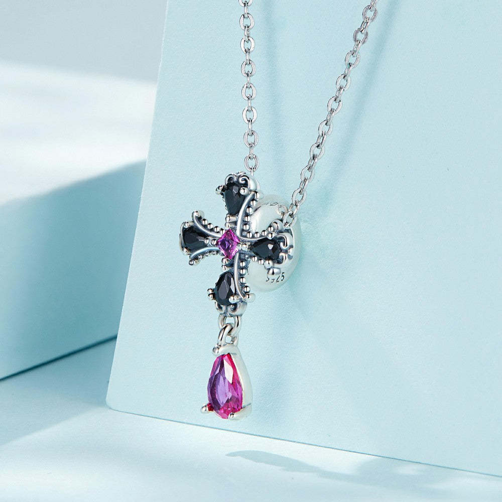 ciondolo con tappo a forma di croce gotica, ciondolo distanziatore in argento sterling 925 dp147