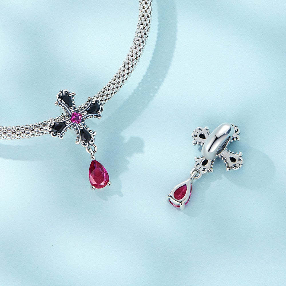 ciondolo con tappo a forma di croce gotica, ciondolo distanziatore in argento sterling 925 dp147