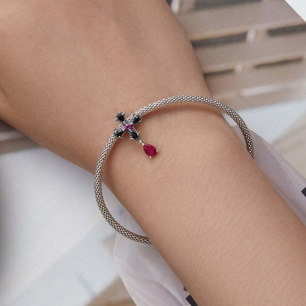 ciondolo con tappo a forma di croce gotica, ciondolo distanziatore in argento sterling 925 dp147