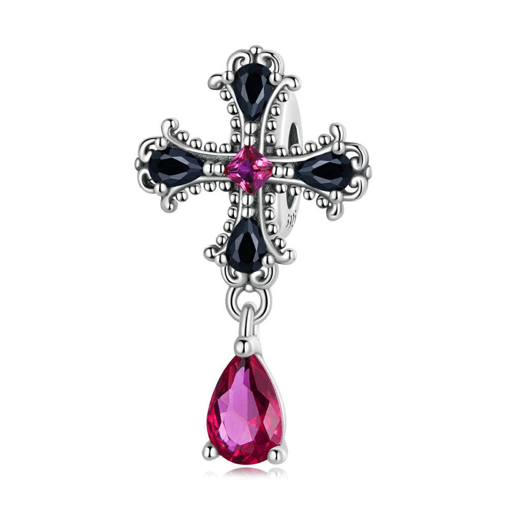 ciondolo con tappo a forma di croce gotica, ciondolo distanziatore in argento sterling 925 dp147