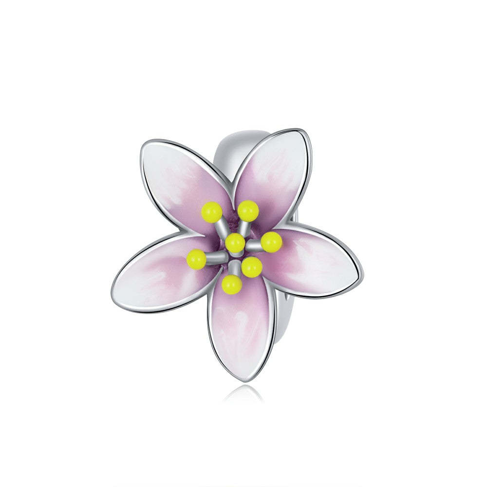 Ciondolo distanziatore con tappo a forma di fiore di ciliegio in argento sterling 925 dp151