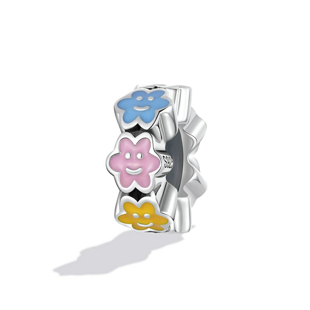 Ciondolo con tappo e sorrisi a forma di nuvola colorata, con distanziatore, in argento sterling 925 dp165