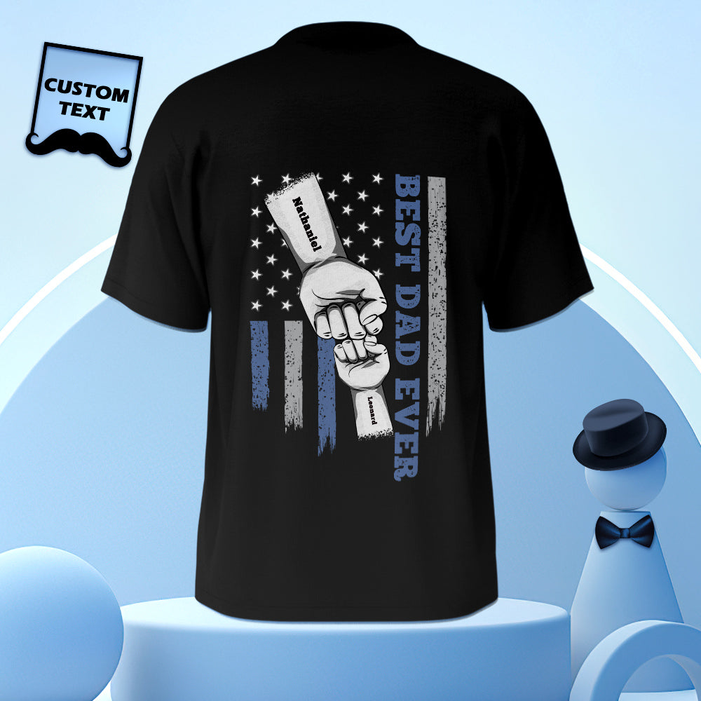 T-shirt Personalizzata Con Pugno E Pugno T-shirt Stampata Sul Retro Con Incisione Personalizzata, Regalo Per La Festa Del Papà