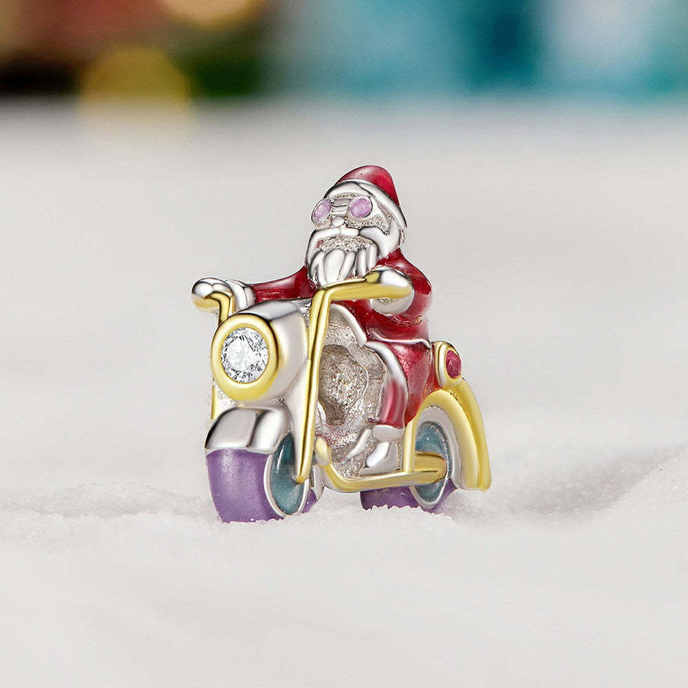 Ciondolo smaltato con Babbo Natale che si illumina al buio, regali di Natale in argento sterling 925 dy1333