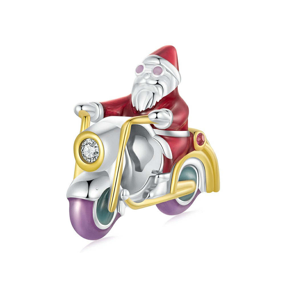 Ciondolo smaltato con Babbo Natale che si illumina al buio, regali di Natale in argento sterling 925 dy1333