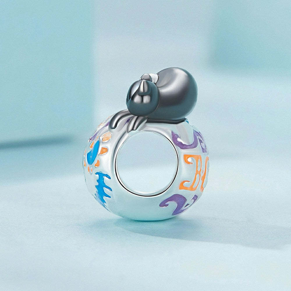 Ciondolo smaltato con luci di zucca di Halloween che si illuminano al buio, regali di Halloween in argento sterling 925 dy1335