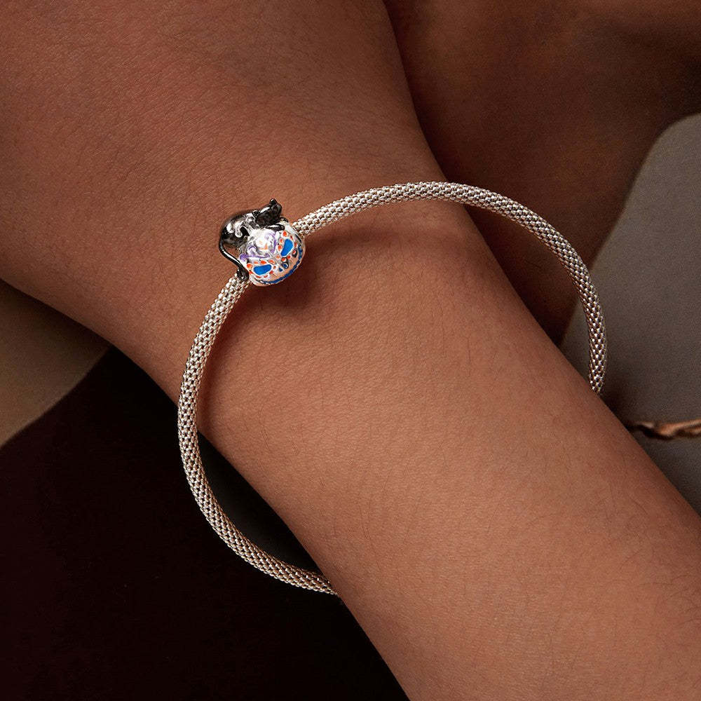 Ciondolo smaltato con luci di zucca di Halloween che si illuminano al buio, regali di Halloween in argento sterling 925 dy1335