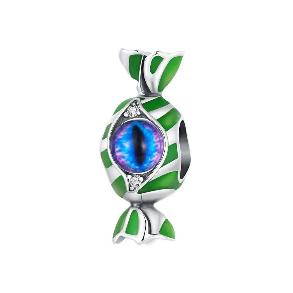Ciondolo smaltato con caramelle di Halloween che si illumina al buio, regali di Halloween in argento sterling 925 dy1338