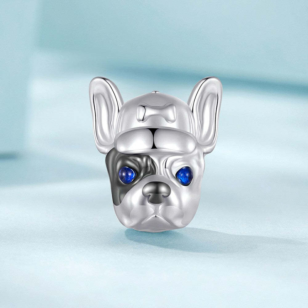 Ciondolo smaltato bulldog francese in argento sterling 925, regalo per gli amanti degli animali domestici dy1339