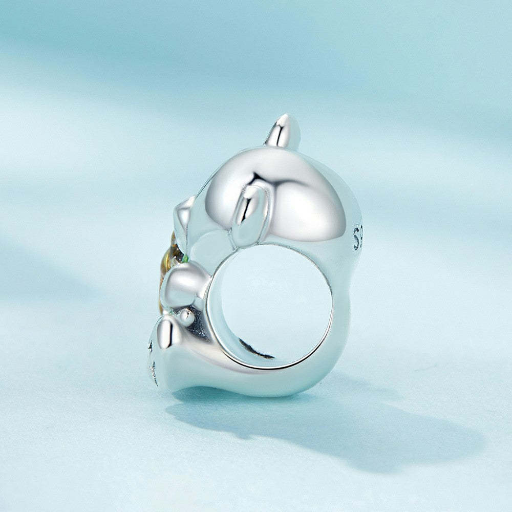 Ciondolo smaltato orso sole in argento sterling 925 dy1340