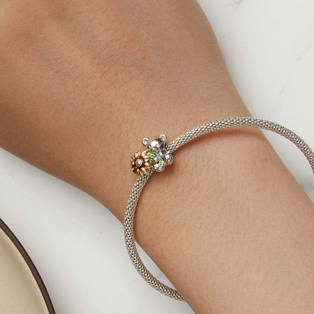 Ciondolo smaltato orso sole in argento sterling 925 dy1340