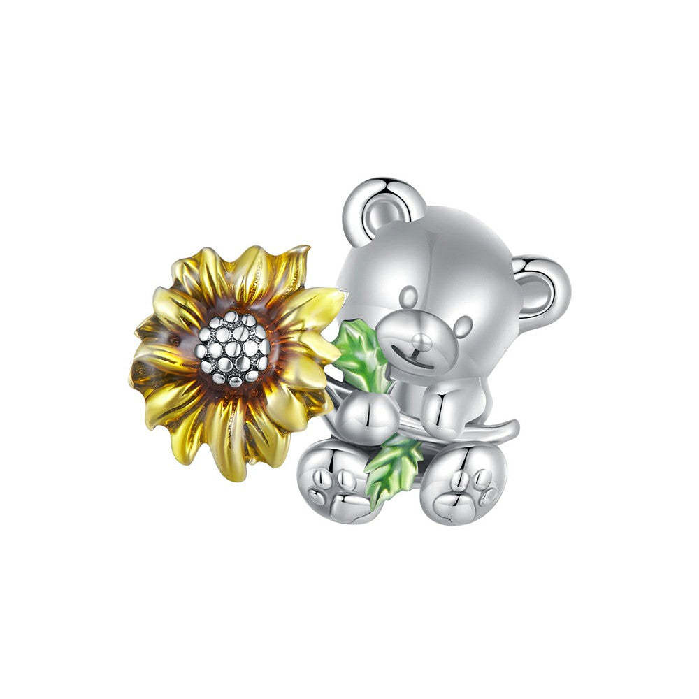 Ciondolo smaltato orso sole in argento sterling 925 dy1340