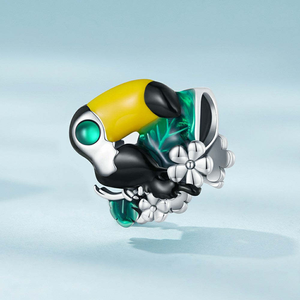 Ciondolo smaltato tucano giungla in argento sterling 925 dy1342