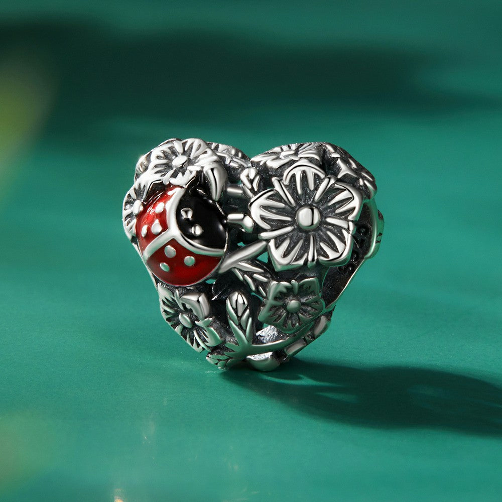 Ciondolo smaltato coccinelle portafortuna in argento sterling 925 dy1347
