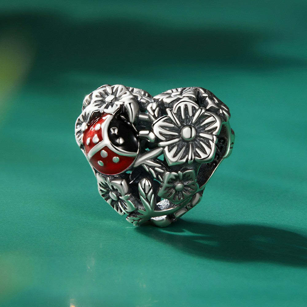 Ciondolo smaltato coccinelle portafortuna in argento sterling 925 dy1347