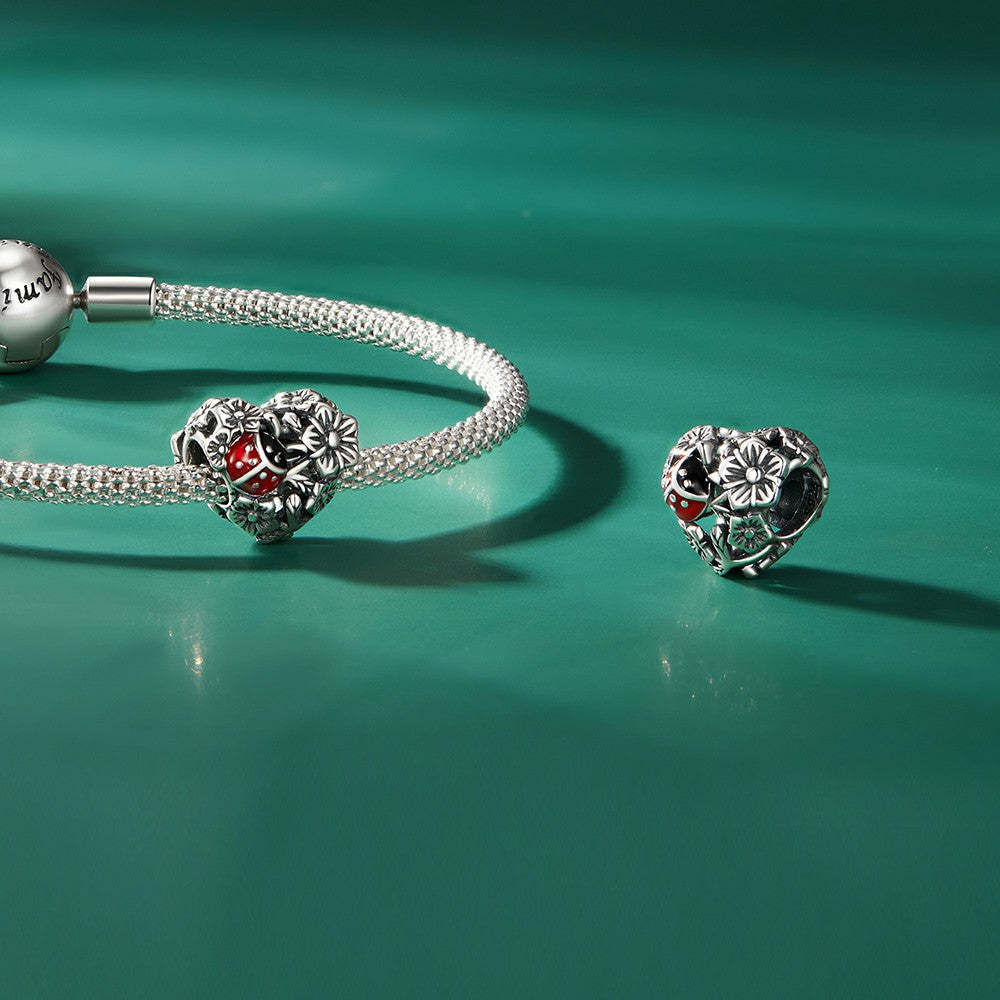 Ciondolo smaltato coccinelle portafortuna in argento sterling 925 dy1347
