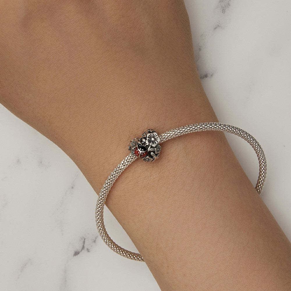 Ciondolo smaltato coccinelle portafortuna in argento sterling 925 dy1347