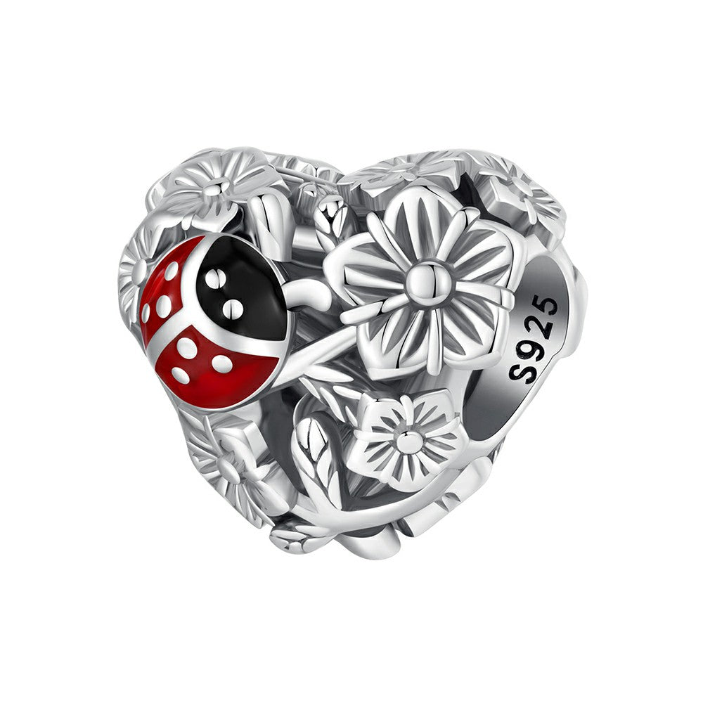 Ciondolo smaltato coccinelle portafortuna in argento sterling 925 dy1347